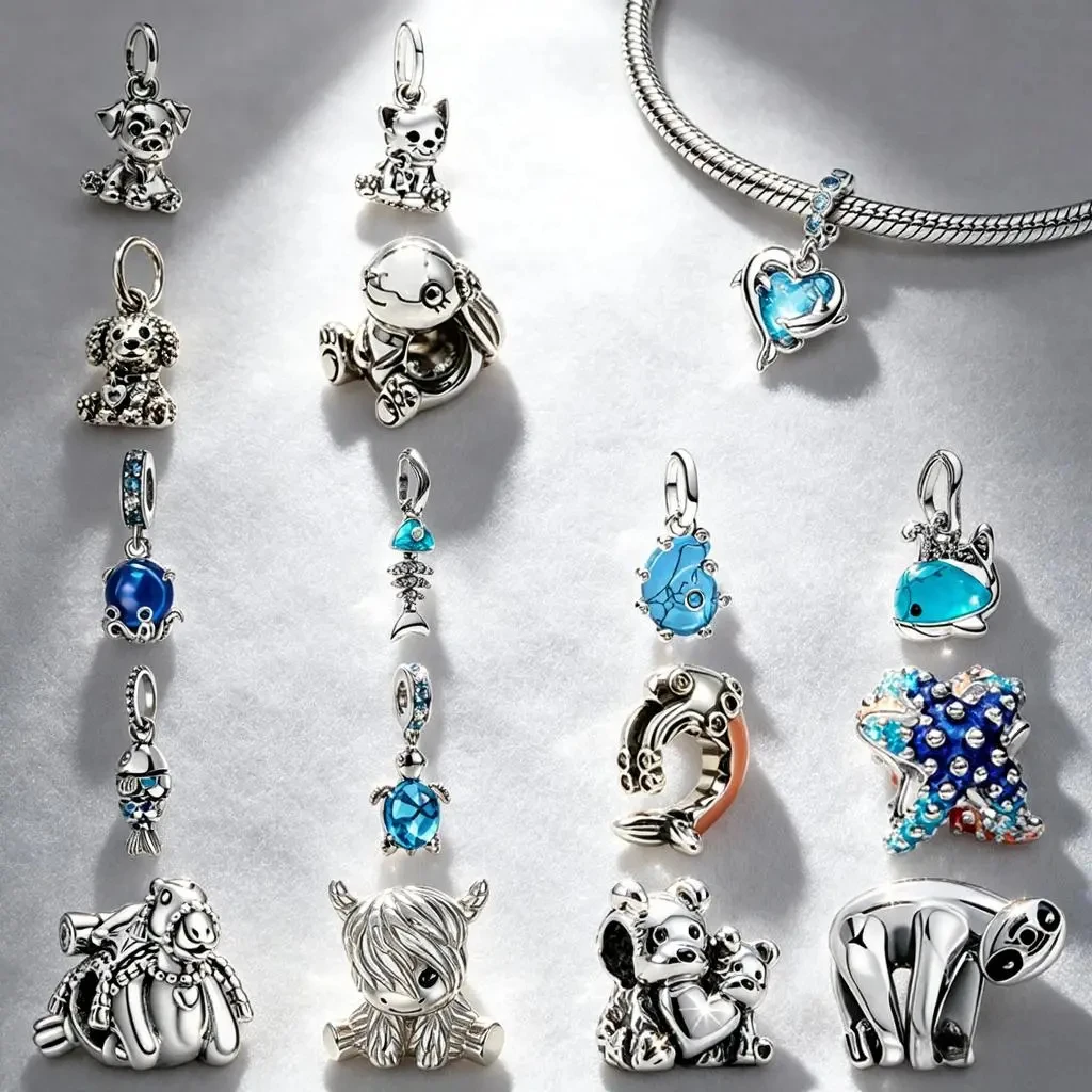 Animals Charms DIY Jewelry Gifts Sea Turtle Firefly Dolphins Highland Cow Pet Cat & Dog Camel Beads Fit Original Snake Bracelets