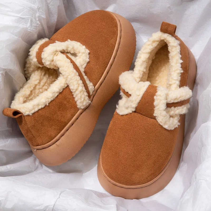 

2024 New Girls Cotton slipper For Women Mules Shoes Indoor Outside Winter Home Warm Fluffy Slippers Fur Cotton Shoes All Wrapped