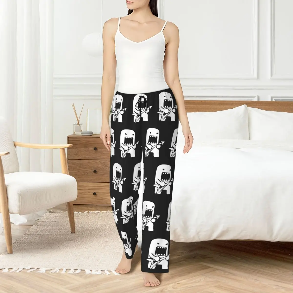 

Custom Print Domo Kun Pajama Pants for Women Cartoon Sleep Sleepwear Bottoms with Pockets