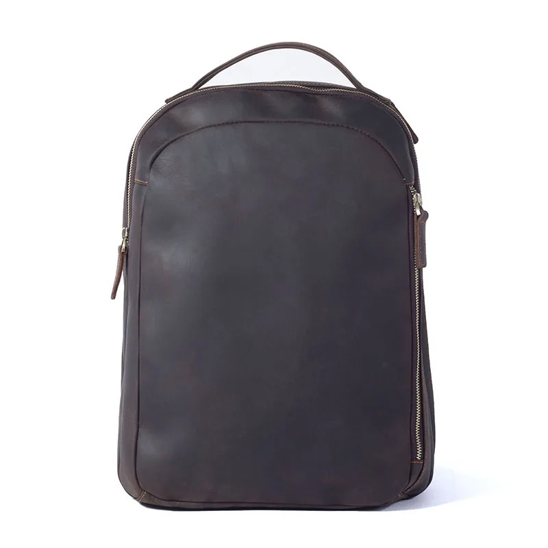 S.WORKER Vintage Echtleder-Rucksack für Herren, klassischer Schulrucksack, 14-Zoll-Laptop-Tagesrucksack, Crazy Horse Rindsleder-Tasche, Preppy-Stil – Detail 6