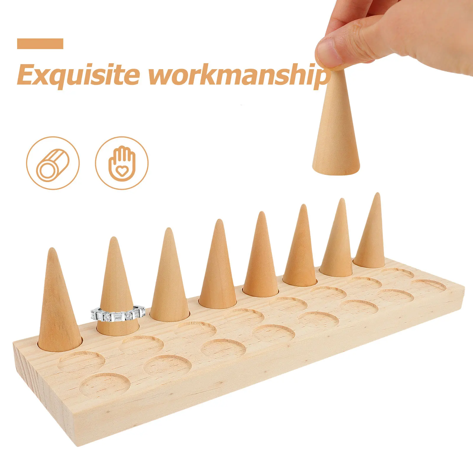 

Solid Wood Ring Display St Jewelry Holder ganizer Trinket Tray Showcase Decor Durable Practical Storage Retail Model