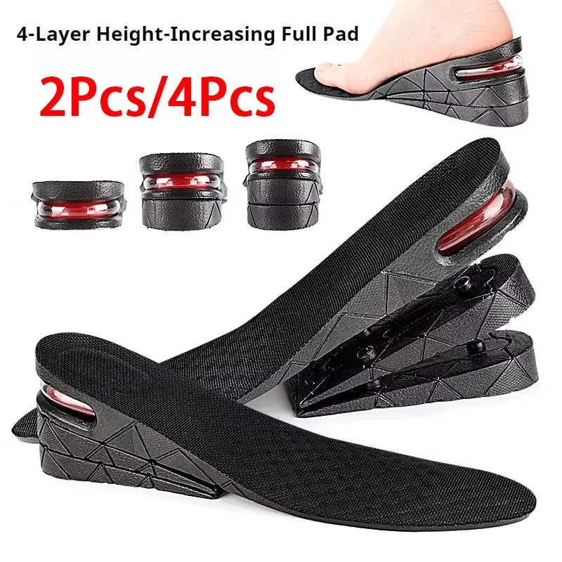 Unisex 3-9cm Height Increase Insoles Air Cushion Shock Absorbing Adjustable Heel Lift Heightening Shoe Pads Shock-Absorbing