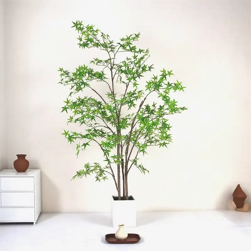 Wholesale Price Bionic Garden Landscaping Factory Hot Selling Design Artificial Green Maple Trees Indoor Live Simulation