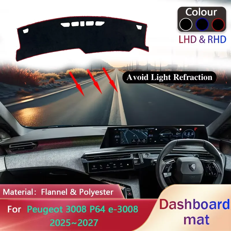 Cubierta del salpicadero del coche para Peugeot 3008 P64 e-3008 2025 ~ 2027, alfombrilla antideslizante, parasol, alfombra, alfombrilla, accesorios
