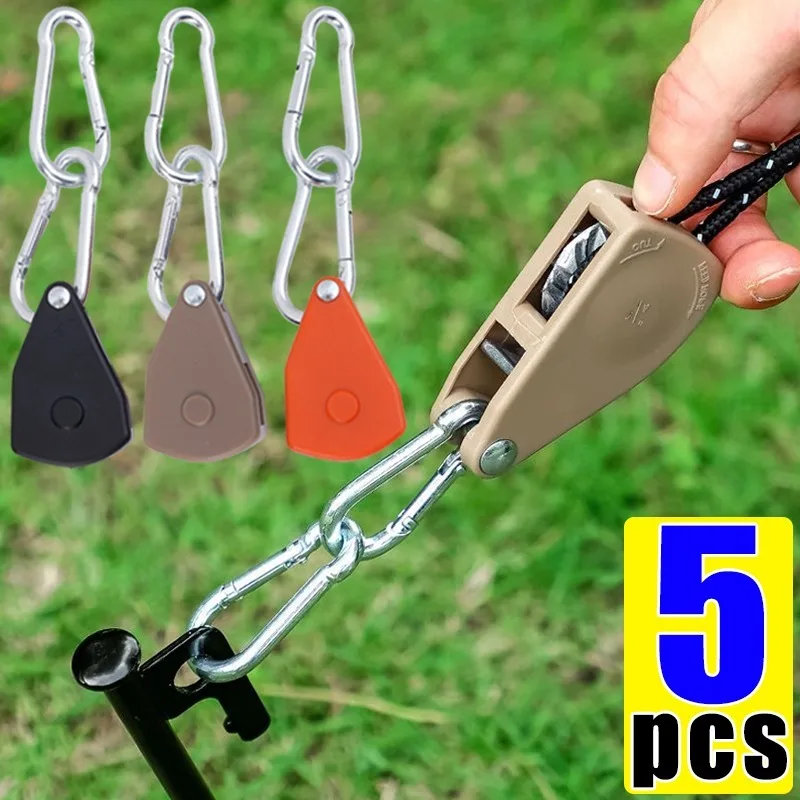 

5/1pcs Rope Buckle Tightener Heavy Duty Pulley Ratchet Hanger Adjustable Cord Adjuster Fastener Windproof for Awning Canopy