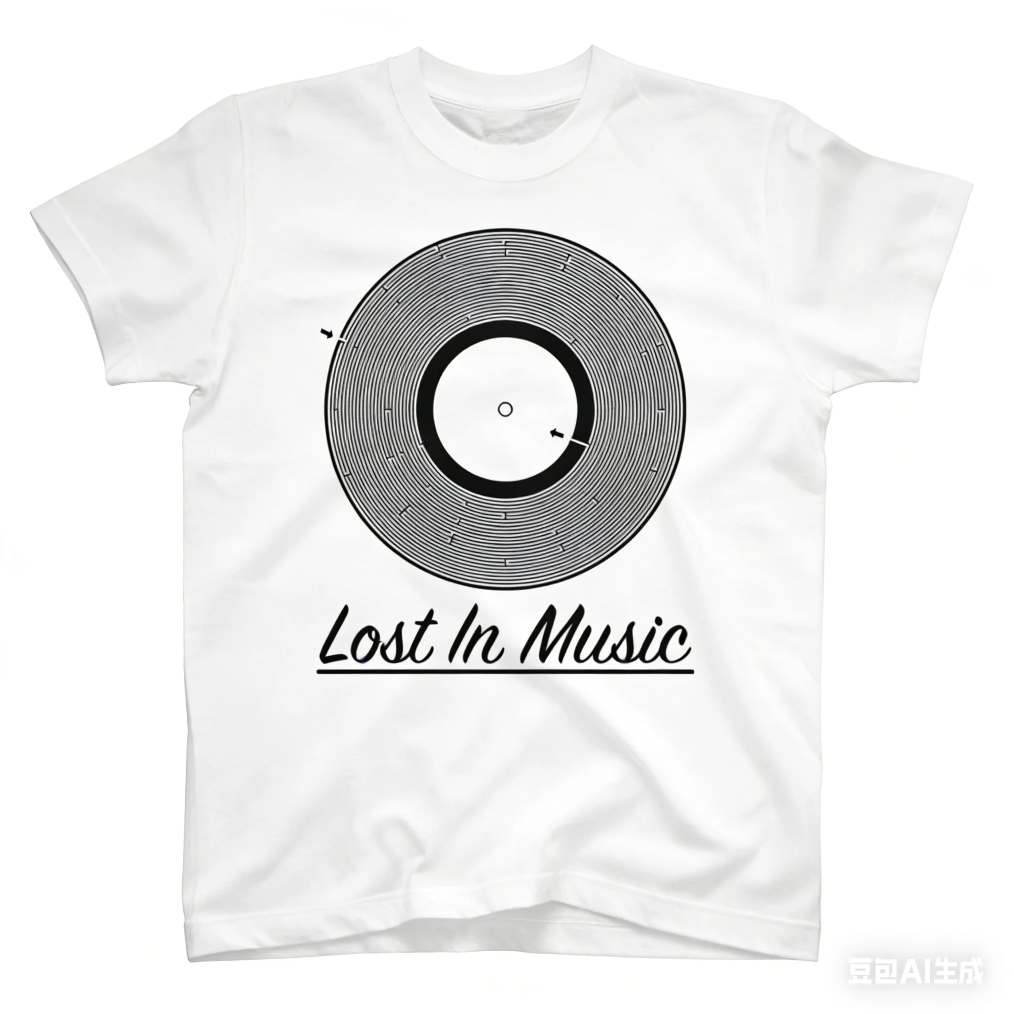 LOST IN MUSIC VINYL RECORD GROOVE MAZE VINYL LOVER MENS & WOMENS T-SHIRT