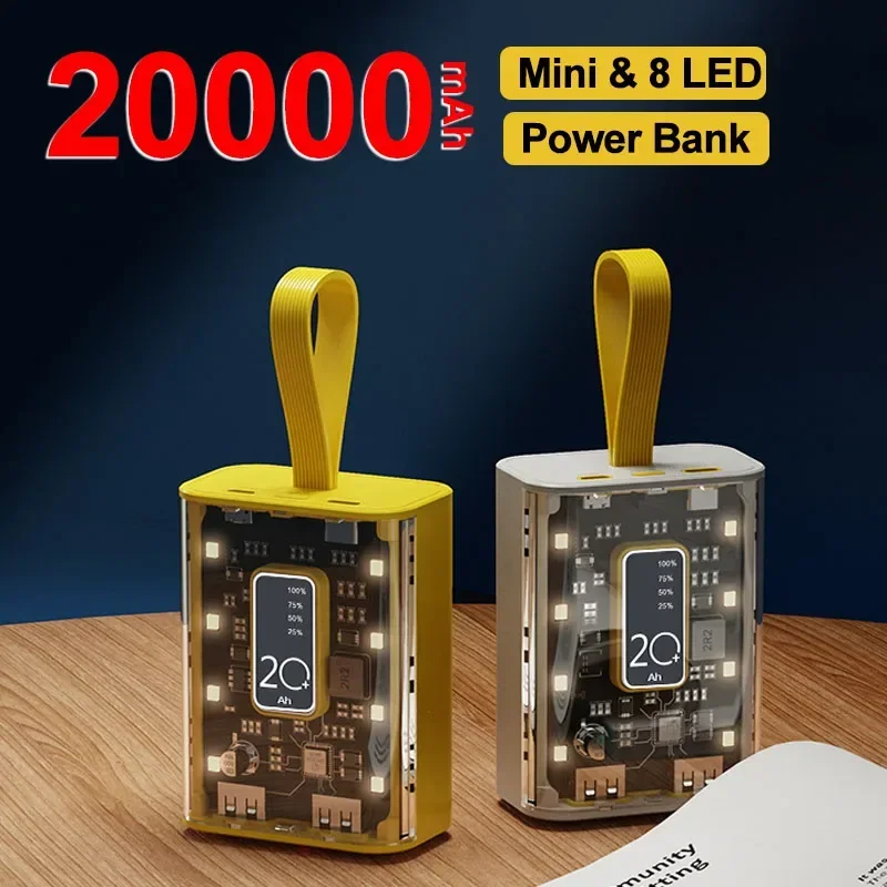 Mini Power Bank Portable 20000mAh Charger Fast Charging External Battery Pack 8LED for Outdoor Travel Camping iPhone Xiaomi LG