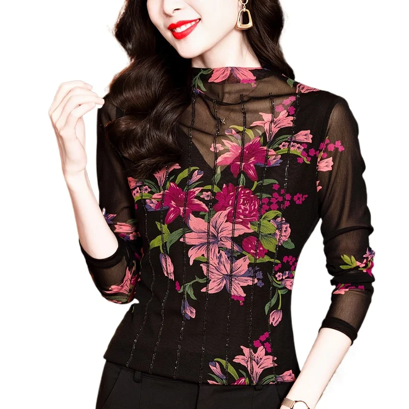 

Женская футболка с длинным рукавом, с цветочным принтом
