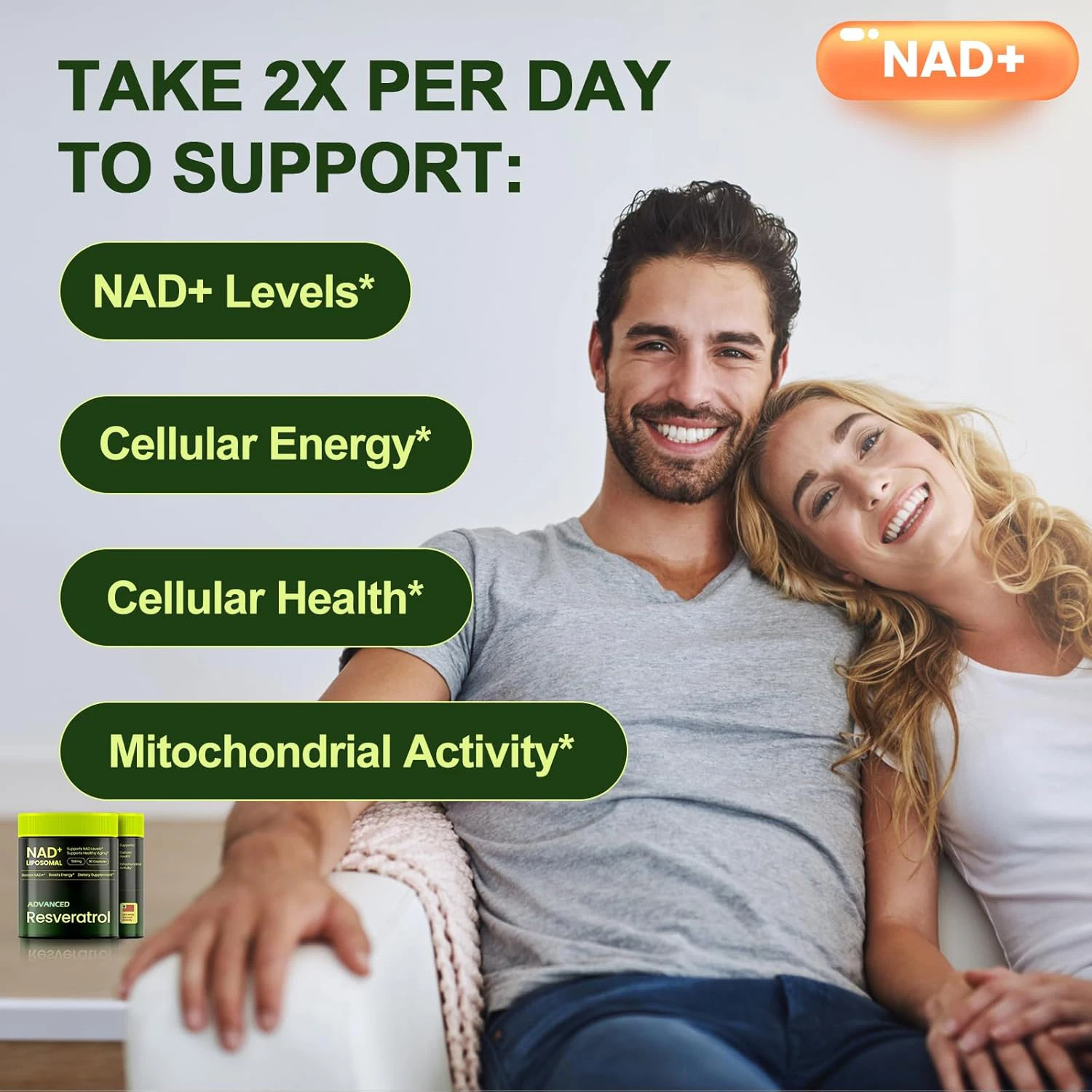 Liposomal NAD+ ADVANCED Supplement with Resveratrol - NAD Plus Capsules for Anti Aging, Brain Function & Cell Regeneration