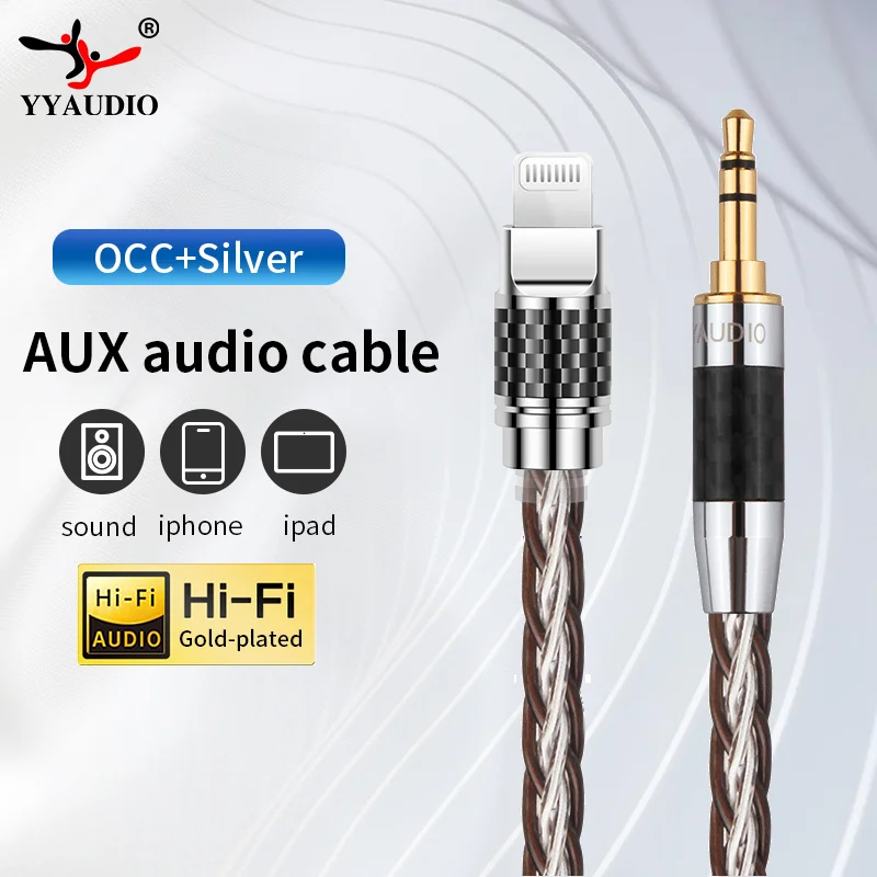 YYAUDIO AUX Cable 3.5mm Jack to Lightning Cable for iPhone 12 Pro Max Mini 11 X Plus 8 Headphone Speaker Audio Adapter Cable