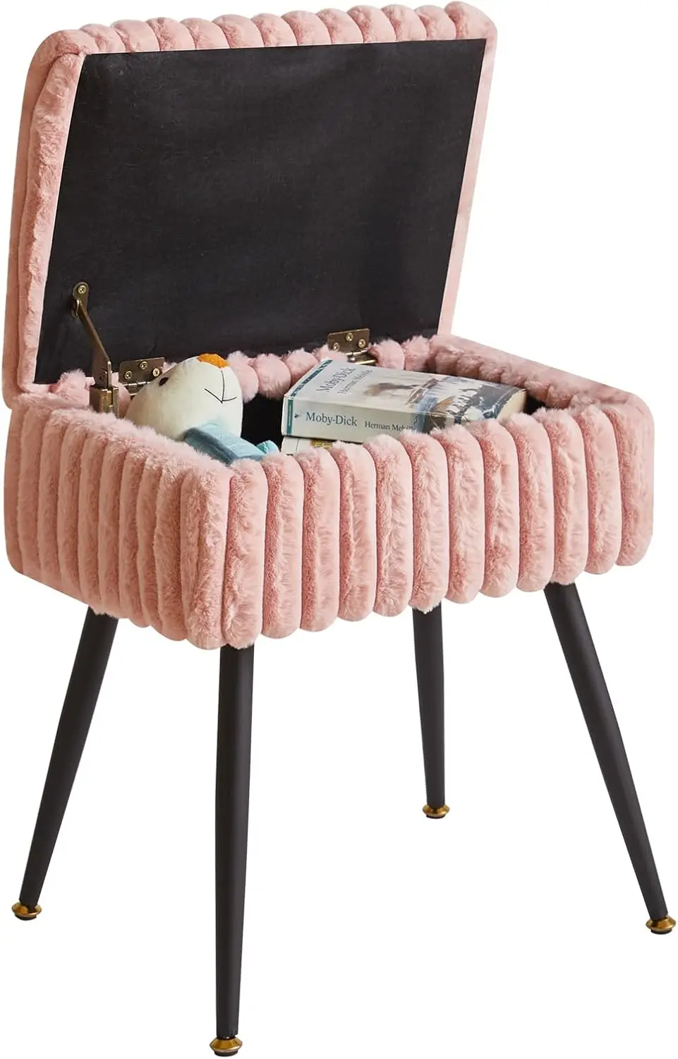 

Туалетный стул-пуфик, подставка для ног, туалетный стул из искусственного меха с черными ножками, туалетный пуфик для