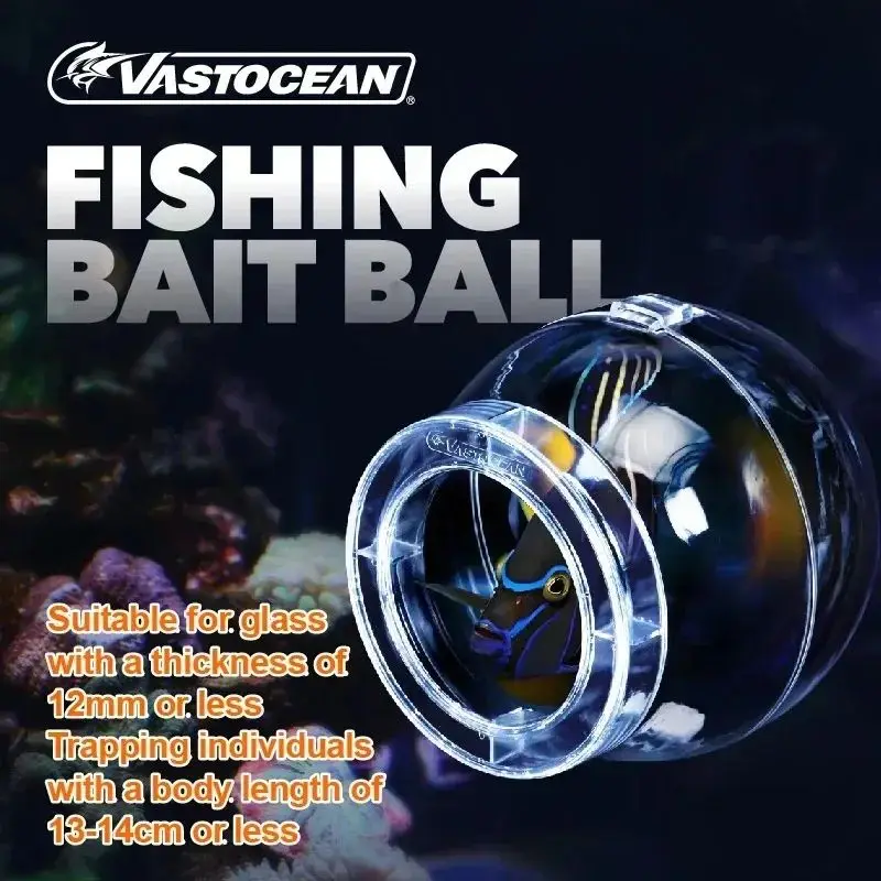 Magnetic Aquarium Fish Trap Clear Catching Ball with Pull Line Release Floats to the Surface for Glass Tank up to 12mm