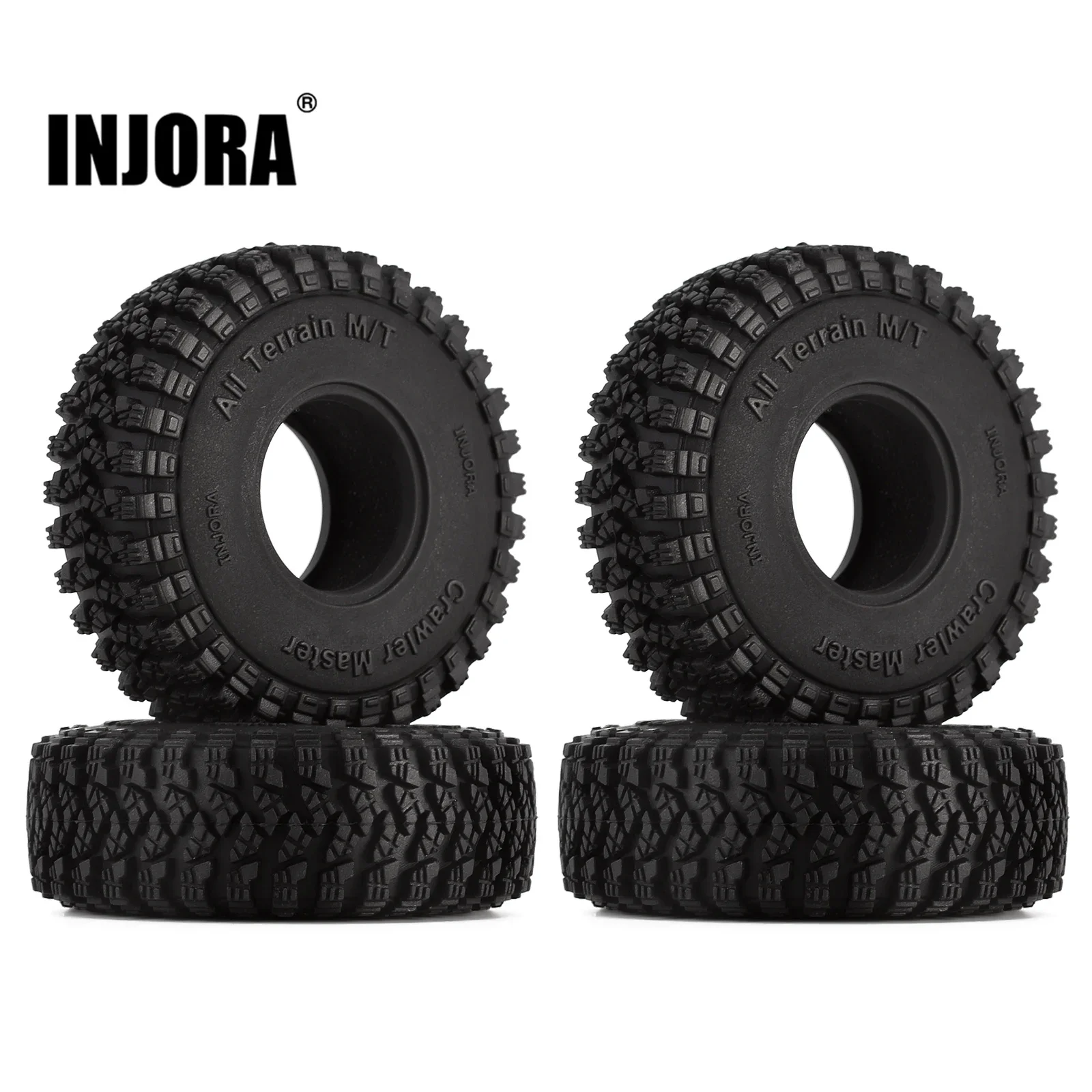 INJORA 1,0 neumáticos de rueda todo terreno 58*20mm actualización para 1/18 1/24 coche trepador de control remoto Axial SCX24 TRX4M AX24 (T1008)