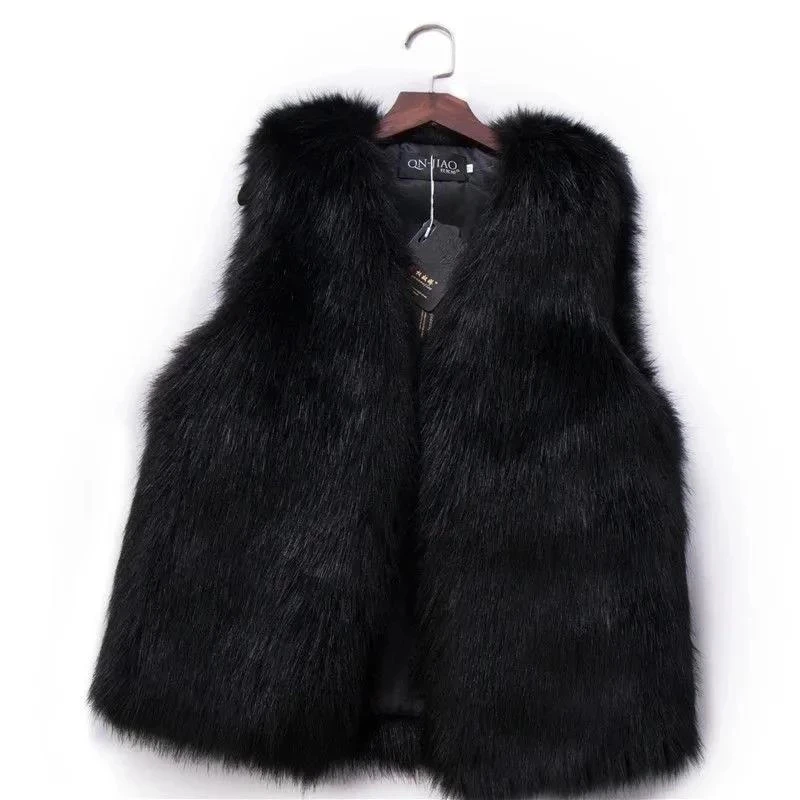 Women Fur Vest 2022 New Autumn Female Waistcoat Faux Fox Fur Coat Warm White Black Gray Jacket Large Size 3XL Sleeveless Coat