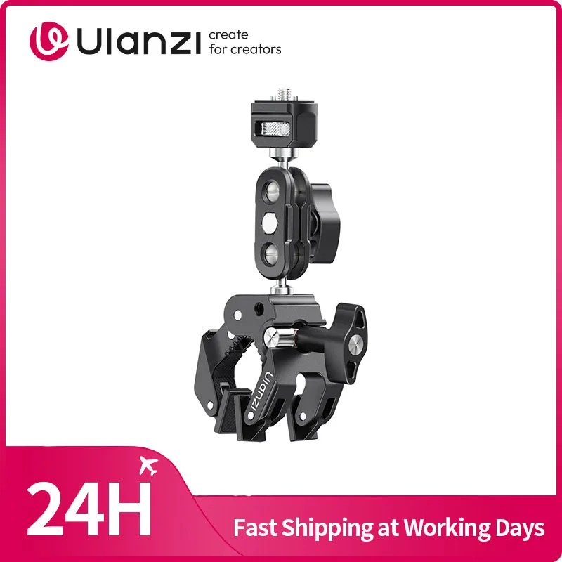Ulanzi CO78 Kit de Brazo Mágico con Súper Abrazadera Metálica de Doble Rótula y Soporte de Zapata Fría, con 2 Orificios de Tornillo de 1/4'' para Cámara, Luz de Relleno y Monitor