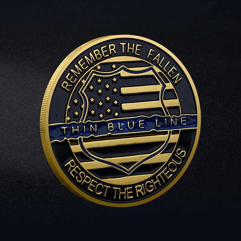 U.S. Police Handcuffs Respect The Righteous Commemorative Coin Remeber The Fallen Golden Plated Souvenir Coins