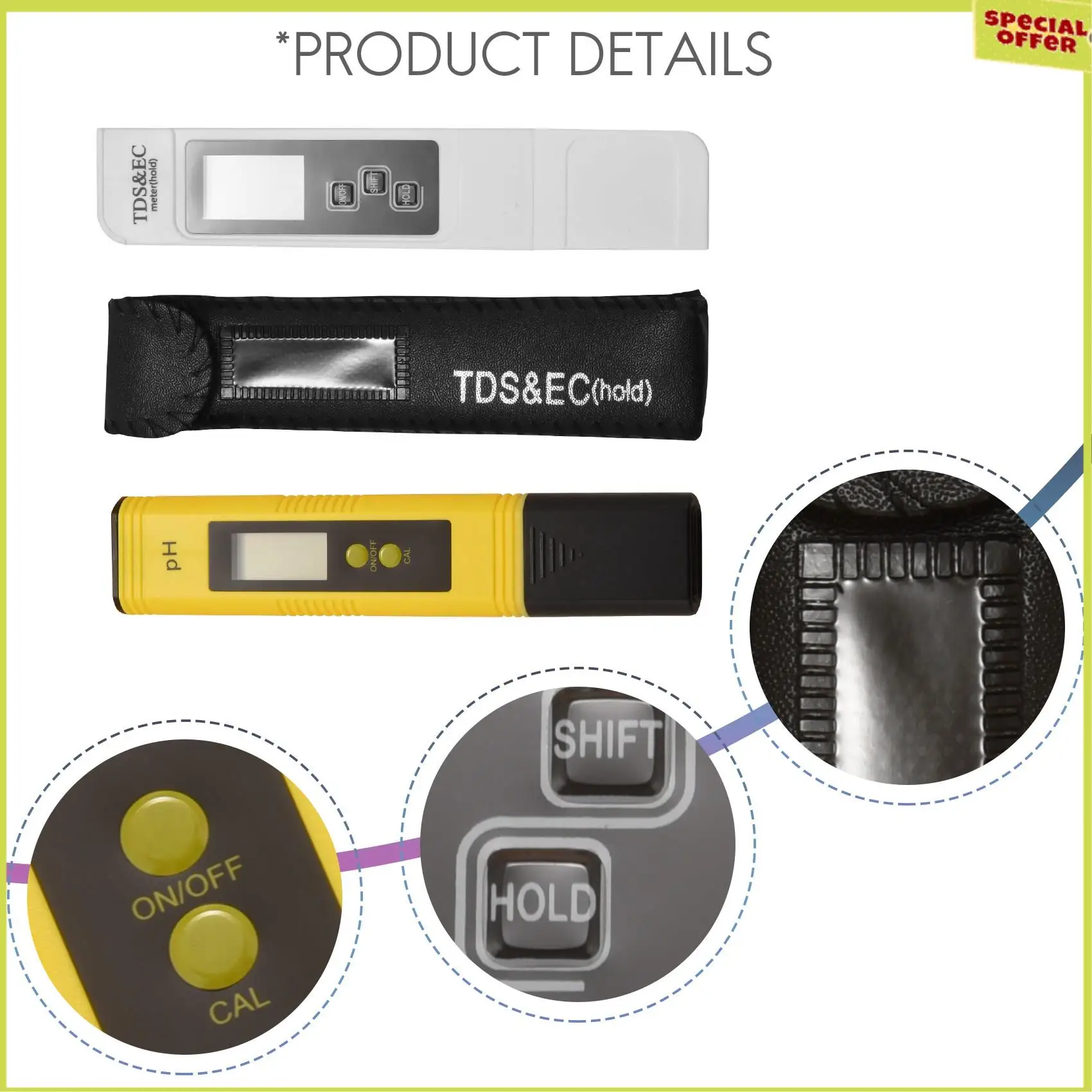 

A34R PH Meter And TDS Meter,Digital Water Quality Tester, 0-9990 PPM, EC And Temperature Measurement 0.01 PH High Precision