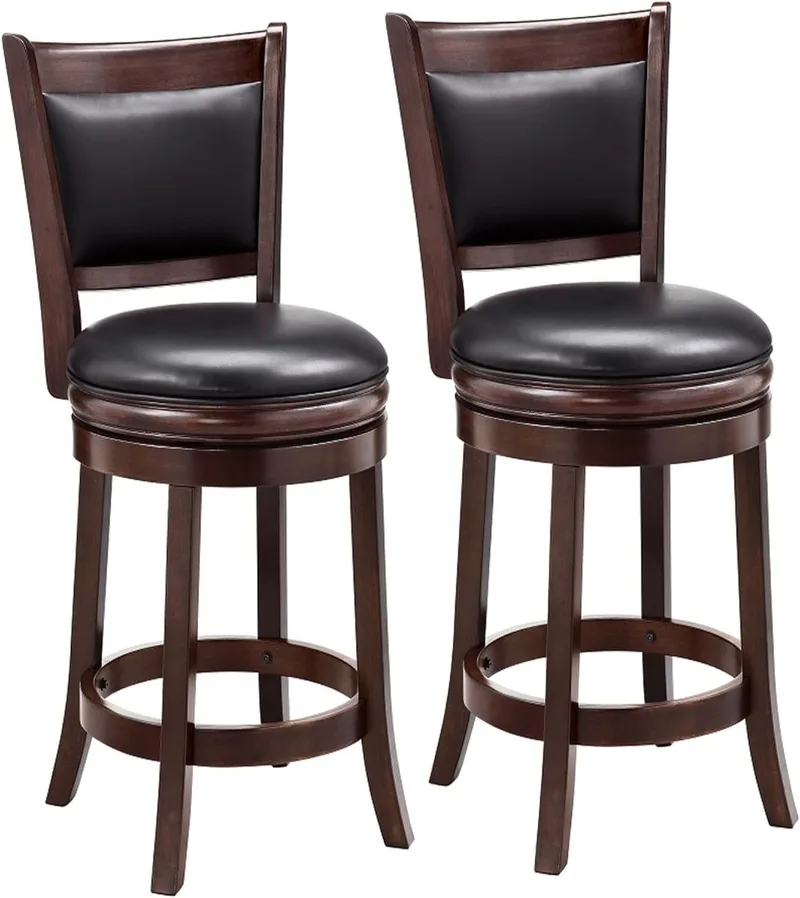 

Swivel Counter Height Barstool 24 Inch Seat Height Cappuccino Set of 2 STABLE AND QUALITY MATERIALS VERSATILE USAGE