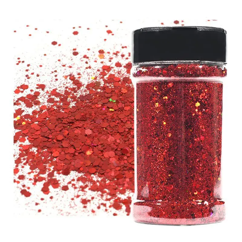 100 g superglänzendes holografisches klobiges Glitzerpulver zum Basteln von Epoxidharzbechern