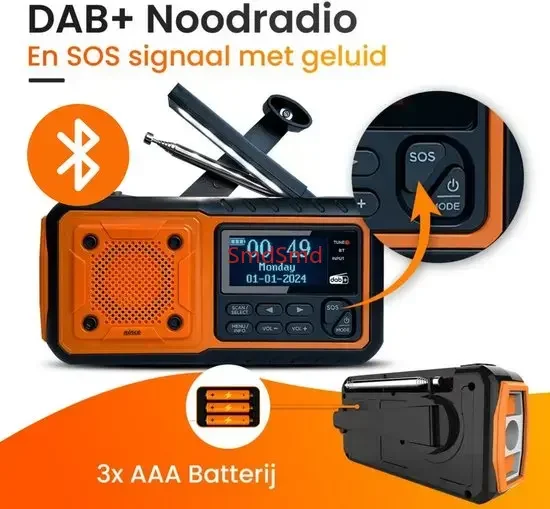 Solar Crank DAB+ FM Radio 5000mAh Power Bank Bluetooth Speaker Emergency Survival Phone Charger SOS Alarm Torch