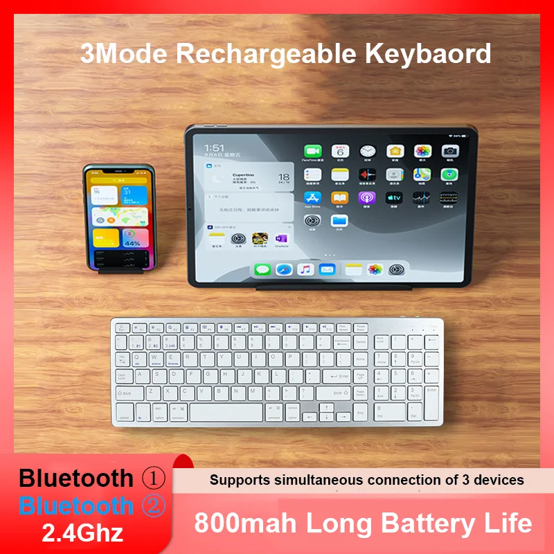 

2.4Ghz Wireless Bluetooth Dual Mode Keyboard 800mah Type-c Charging with Numeric Keypad For Desktop Notebook PC Computer Mac