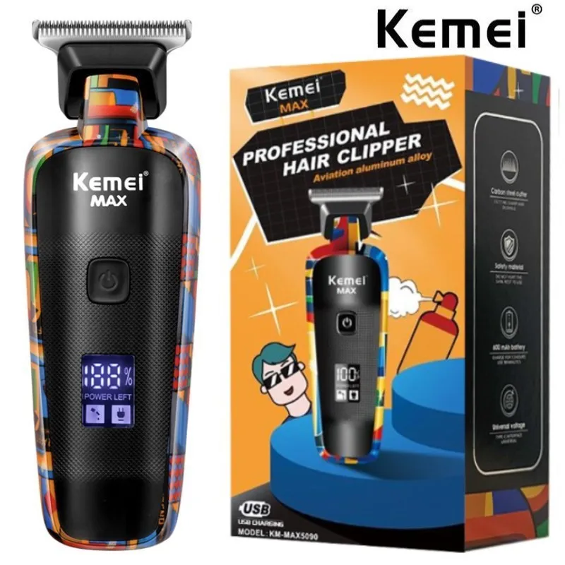 Kemei Multifunctional ไฟฟ้าที่ตัดขนครัวเรือน Trimmer การพิมพ์ Graffiti มีดโกน USB ชาร์จ Barber Shop KM-5090