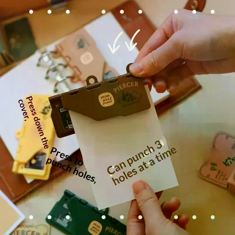 Loose Leaf Notebook M5/ Portable Binder Punching Machine 3-Hole 4mm Card Hole Punch Office Supplies 1Pcs
