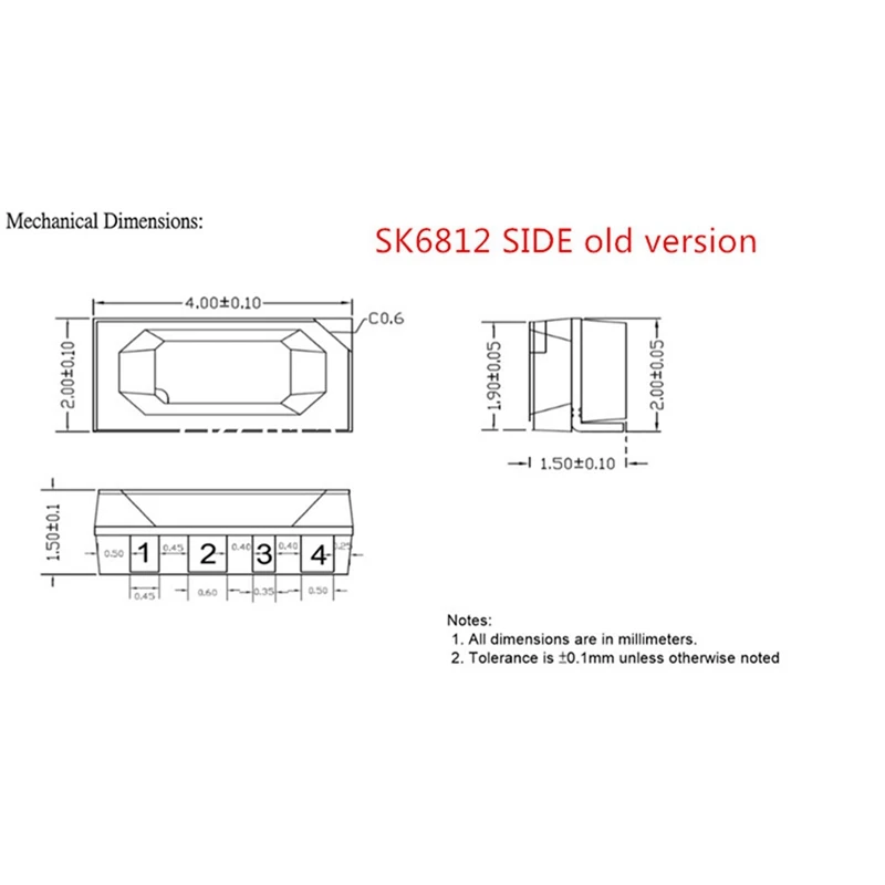 600Pcs SK6812 SIDE-A SK6812 IC In LED Chip Side Lighting SMD 4020 RGB For Strip Display Screen Individually Addressable