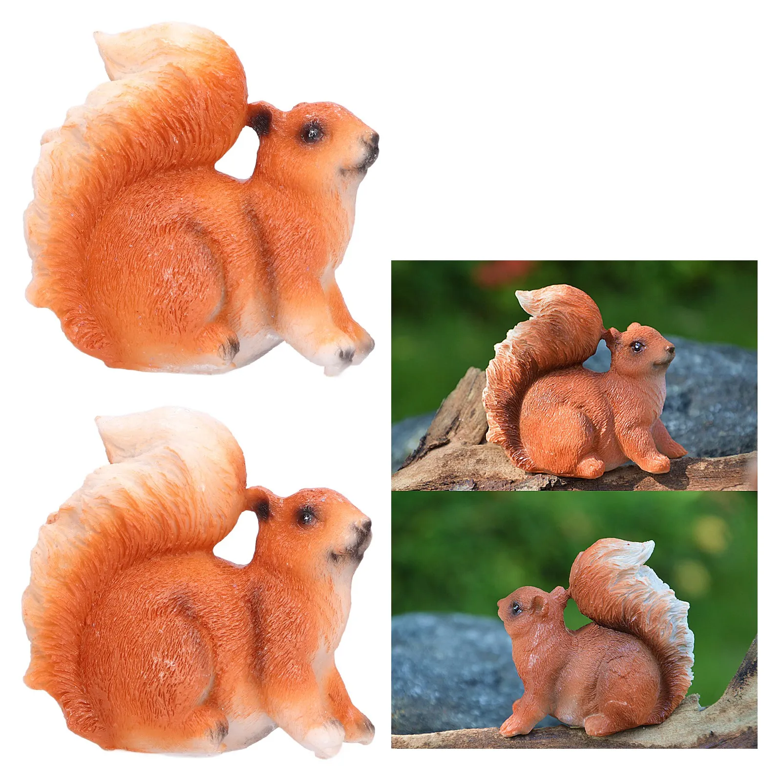 

1 Pair Squirrel Resin Figurines Miniature Squirrel Animals Statue Sculpture Ornament For Garden Lawn Decoration