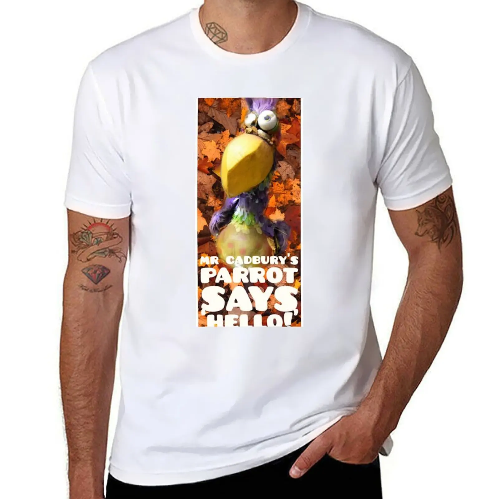 

Mr Cadbury’s Parrot says ‘Hello’ T-Shirt t shirts cotton 100% anime t shirts oversize T-Shirt