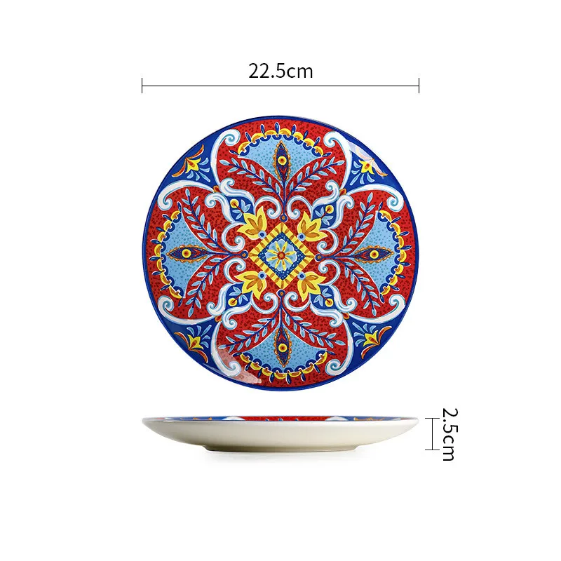 Exquise Keramische Borden Rond Steak Diner Pastabord Onderglazuur Color Serviesgoed Keukenaccessoires Thuissaladeplaat - afbeelding 1