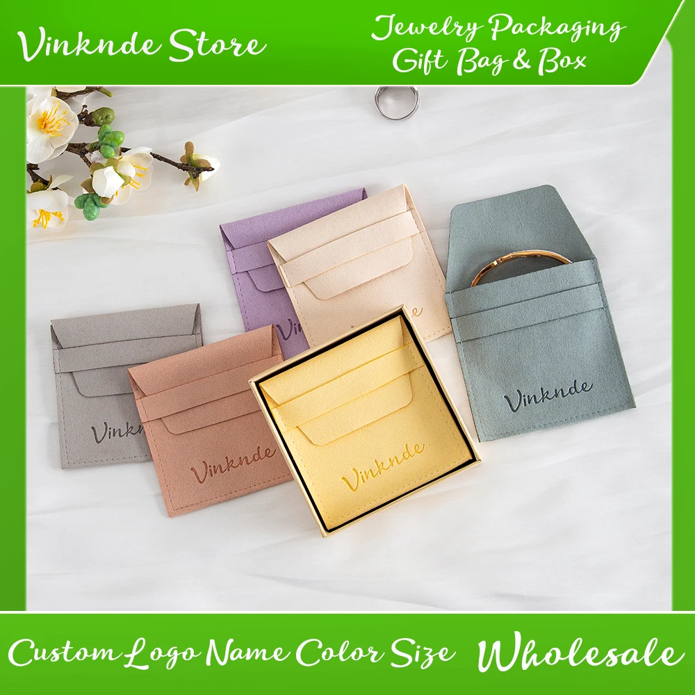 

New Custom Logo Luxury Microfiber Gift Packaging Bag Bulk Smart Jewelry Pouch Earrings Bracelet Velvet Pouches Wedding Gift Sack