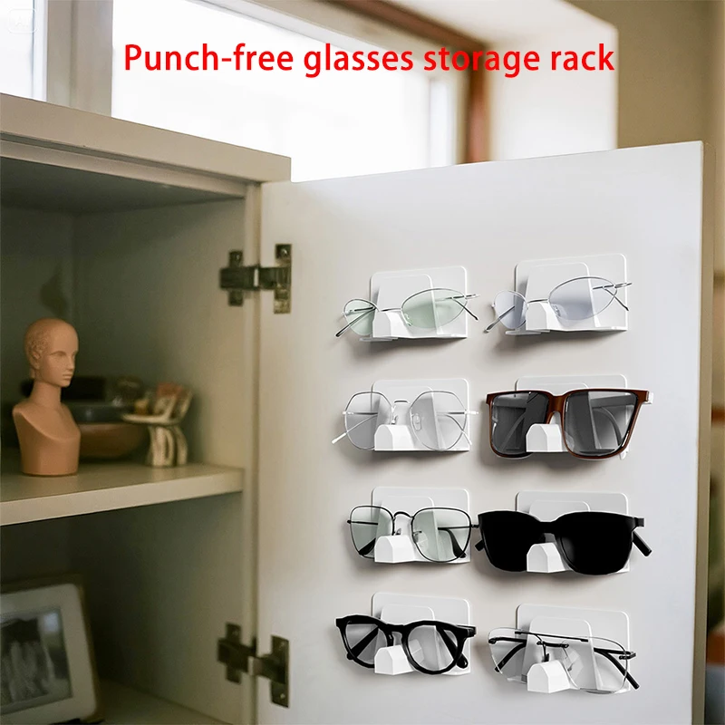 6pcsGlasses تخزين الرف النظارات الشمسية رف شاشة خزانة المنظم الحائط لكمة خالية مرحاض النظارات الشمسية المنظم الرف