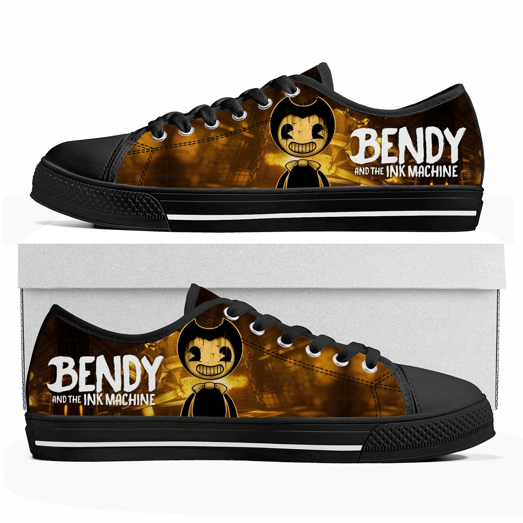 

Anime Cartoon Manga Game Bendy Low Top Sneakers Women Men Teenager High Quality Fashion Shoes Casual Tailor Made Canvas Sneaker