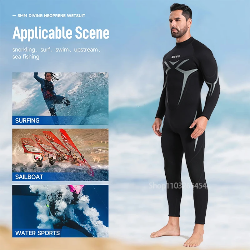 

New 3mm Neoprene Wetsuit Men Women Scuba Diving Suit Spearfishing Swimwear Snorkeling Surfing One Piece Set Keep Warm Swimsuit