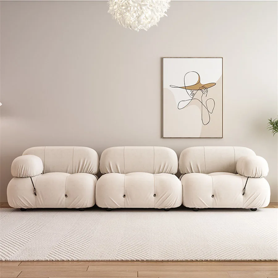 

Designer Sofa Italian Style White Elastic Luxury Anti Slip Decorative Pillows Couch Miniature Puff Asiento Indoor Furniture