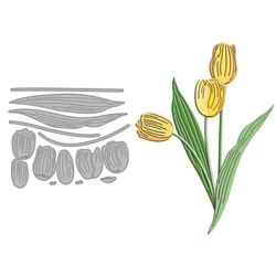 MangoCraft Spring Tulip Flowers Cutting Dies DIY Scrapbooking Supplies Metal Cut Dies Knife Mold For Card Making Albums Decor