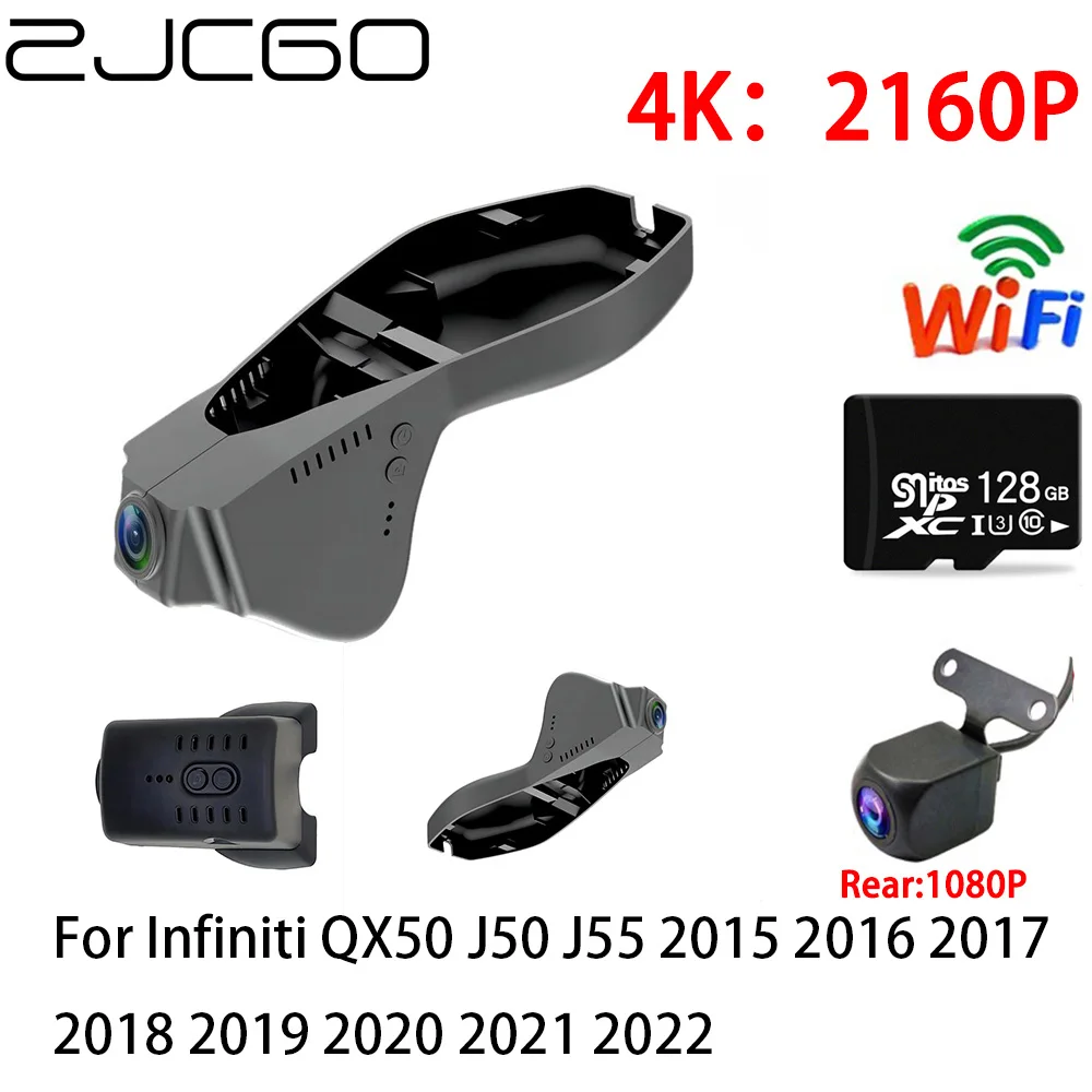 

ZJCGO 2K 4K Car DVR Dash Cam Wifi Front Rear Camera 2 Lens 24h for Infiniti QX50 J50 J55 2015 2016 2017 2018 2019 2020 2021 2022