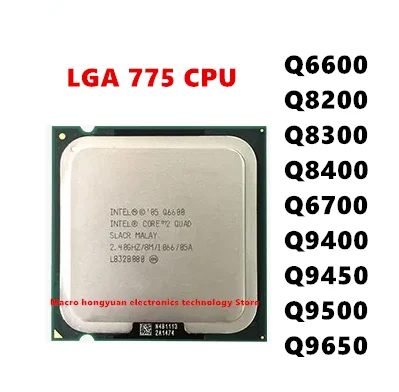 Dört çekirdekli Q6600 Q6700 qcore Q8200 Q8300 Q8400 Q9300 Q9400 Q9500 Q9450หลัก Q9650 650พิน CPU çekirdek