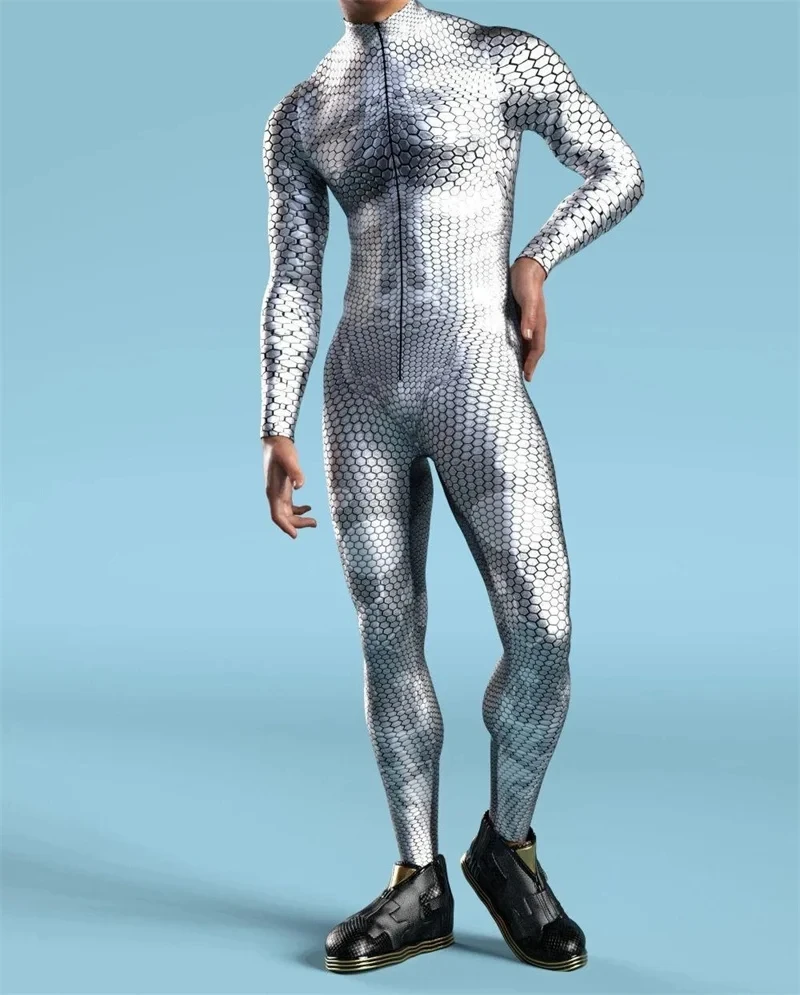 2023 Nieuwe Collectie Heren 3d Print Jumpsuit Rompertjes Elastische Bodysuit Kerst Vieren Kostuum Toneelfeest