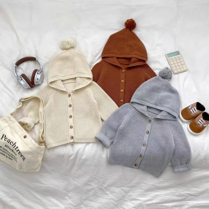 

Boys Girls Sweaters Spring Autumn 2025 Children Woolen Jersey Coats Tops Hoodies For Baby Cute Clothes Kids Jackets Sweater 5 6Y