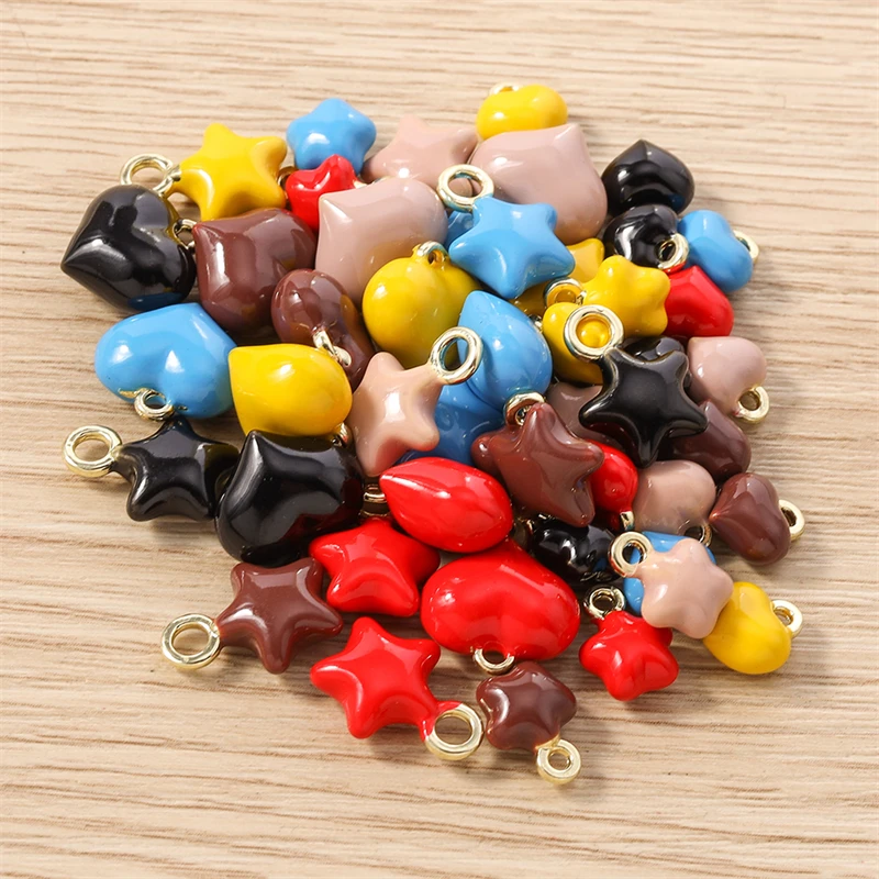

5pcs Mix Colorful Enamel Love Heart Star Charms Pendants for Jewelry Making Drop Earrings Necklaces Bracelets DIY Craft Supplies