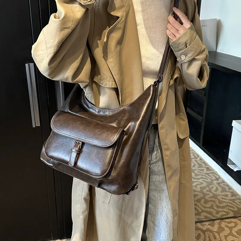 

High Capacity PU Leather Crossbody Bags For Women 2024 Winter Y2K New Luxury Korean Fashion Shoulder Bag Handbags Backpack