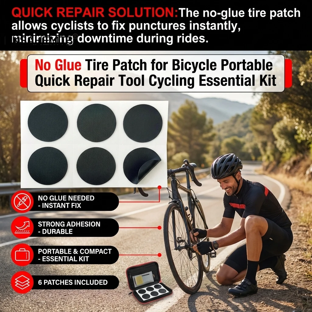 

No Glue Tire Patch for Bicycle Portable Quick Repair Tool Cycling Essential Kit
