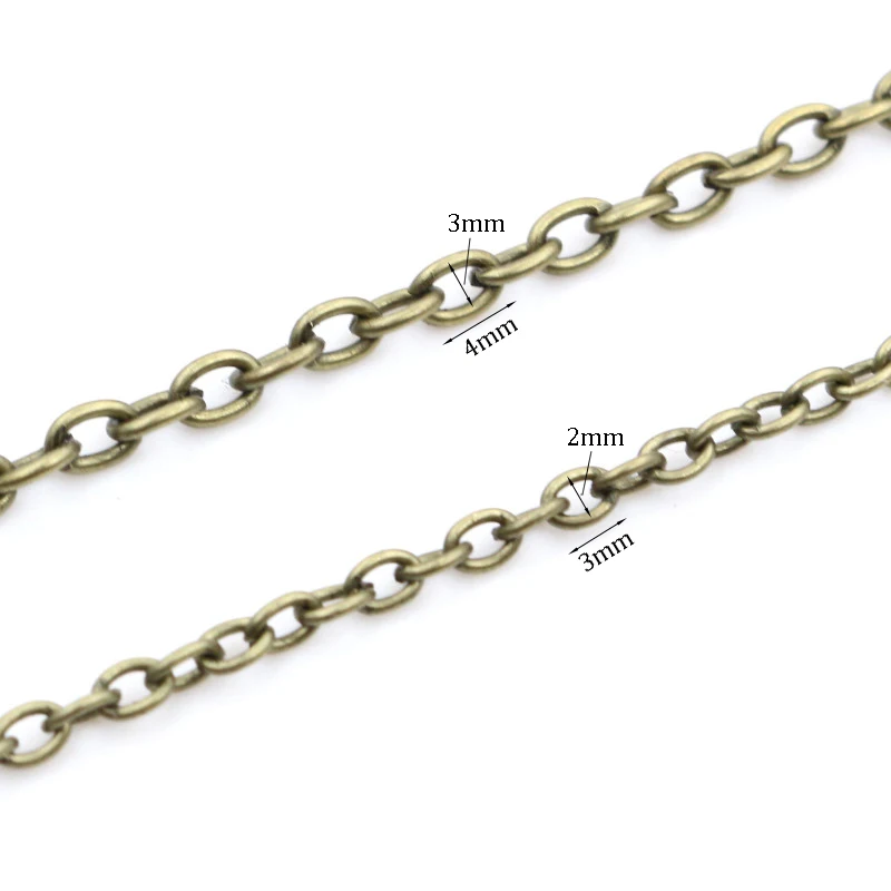 5 Meters/lot 3x2mm 4x3mm 5 Colors Plated Cross Unwelded Iron Cable Chains Necklace DIY Jewelry Making Findings Accessories
