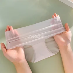 4PCS Ice Silk Seamless Underwear Ultra-thin Women's Panties Sexy Transparent Stretch Briefs High Waist Comfortable Lingerie M-XL