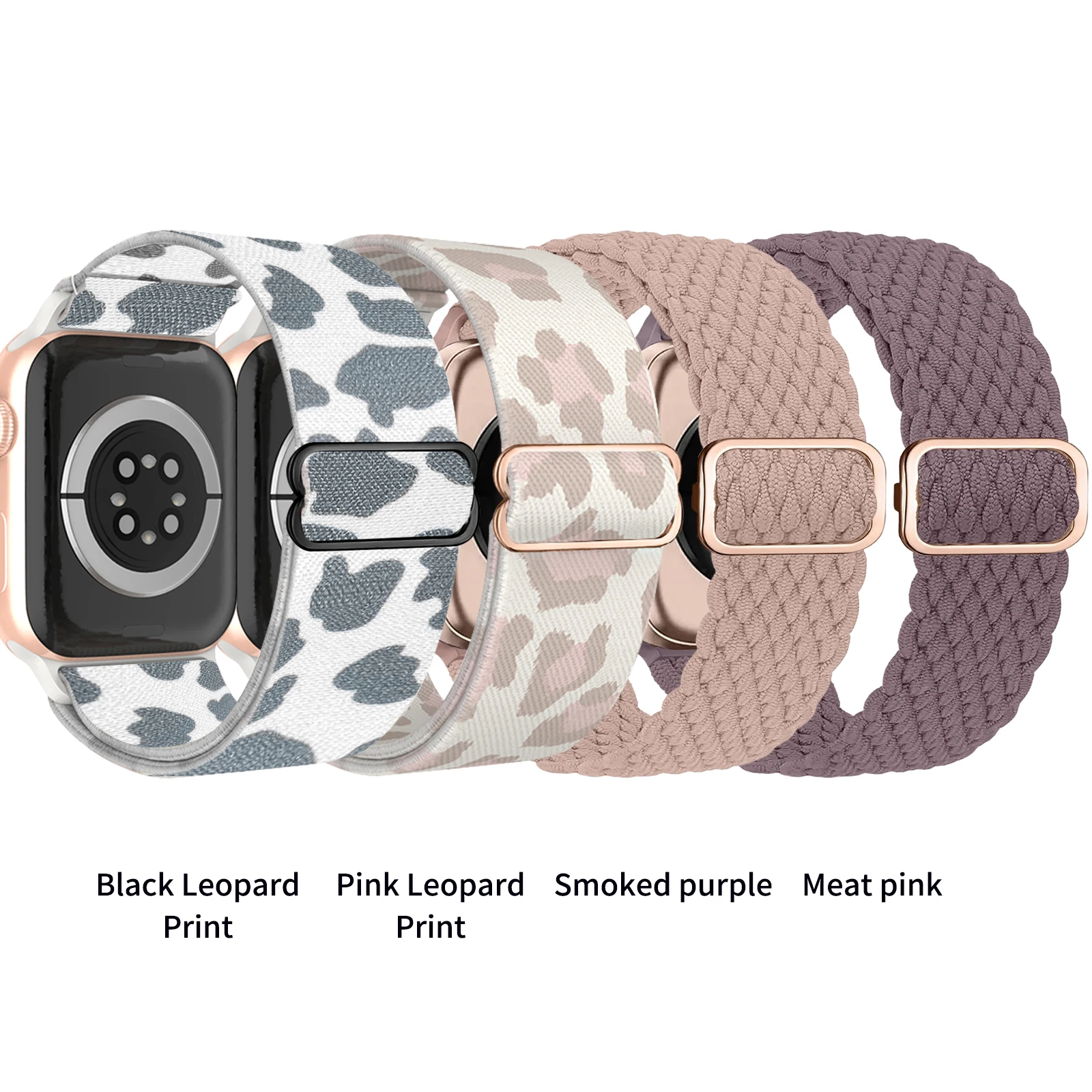 アップルウォッチ用編組ブレスレット,44mmおよび40mm, 45mm, 49mm, 41mm, 38mm, 42mm, iwatchシリーズ7 3, 6, 8, 9ウルトラ2、se、4個