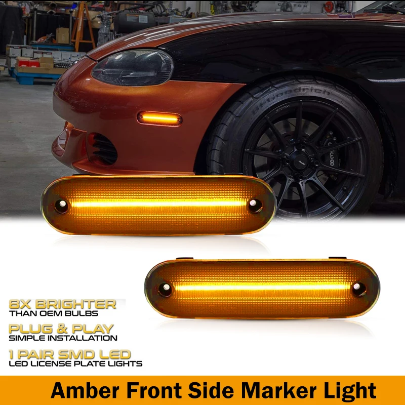 Gtinthebox Front/ Rear Side Marker LED Lights For 1990-1997 Mazda Miata & 1999-2005 Mazda MX-5 Fender Flare Lamp Amber Red White