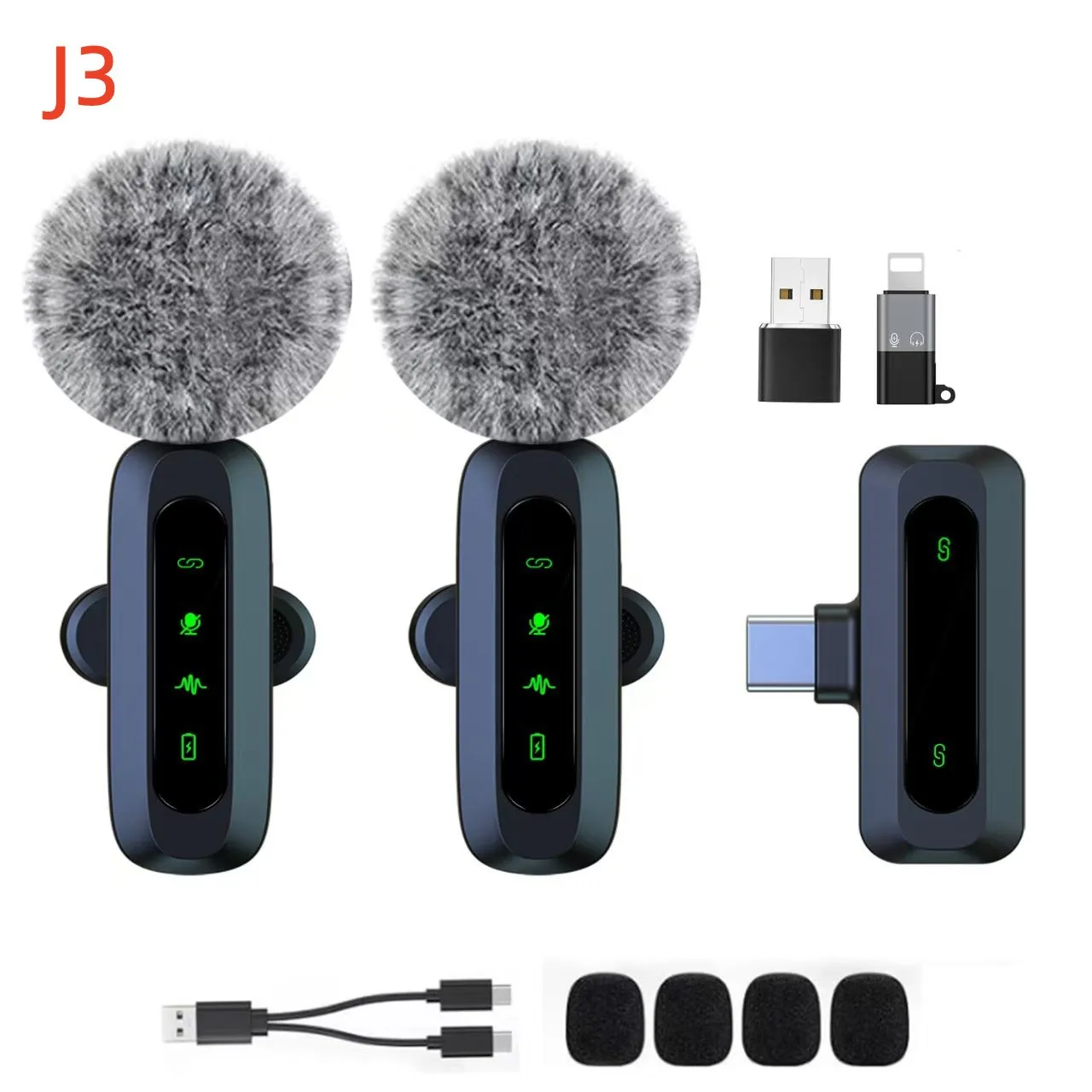 

New J3 one-to-two wireless lavalier microphone, which is used for live streaming, sound pickup, noise reduction