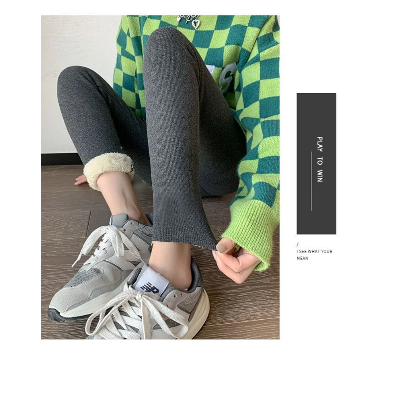 Thickened Velvet Leggings for Women Autumn Winter Lamb Velvet Cotton Pants Extra Thick High Waist Warm Pants